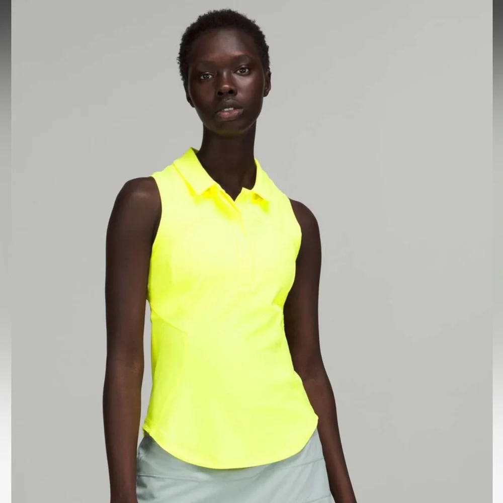 Lululemon Quick-Dry Sleeveless Polo, Size 0, “Electric Lemon” - Picture 4 of 5